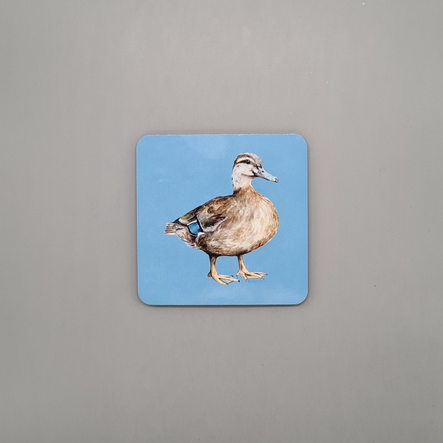 Beautiful Female Mallard Duck Art Hardwood Coaster featuring 'Queenie' Print