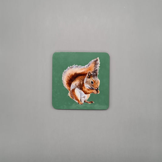 Beautiful Squirrel Art Hardwood Coaster featuring 'Nutkin' Print