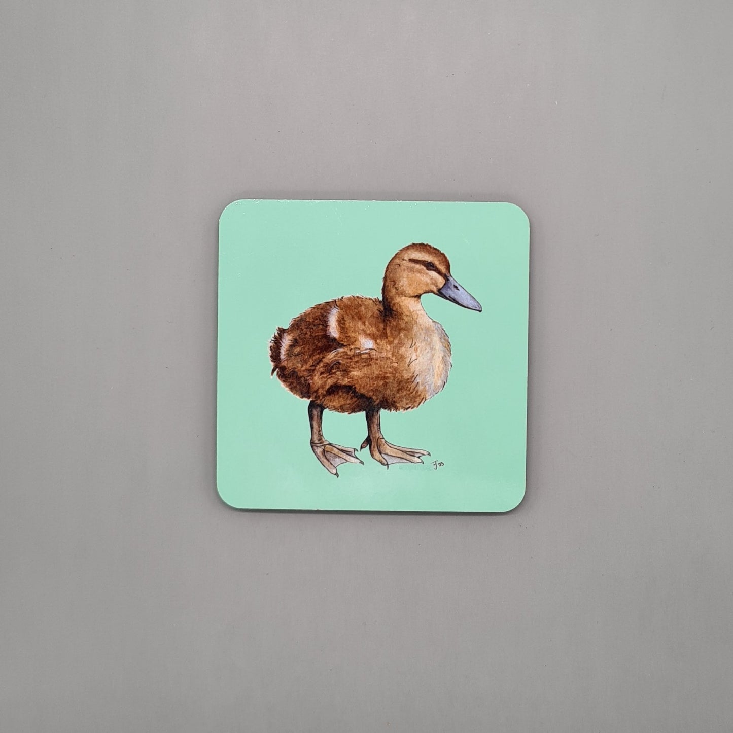 Beautiful Mallard Duckling Art Hardwood Coaster featuring 'Lady' Print