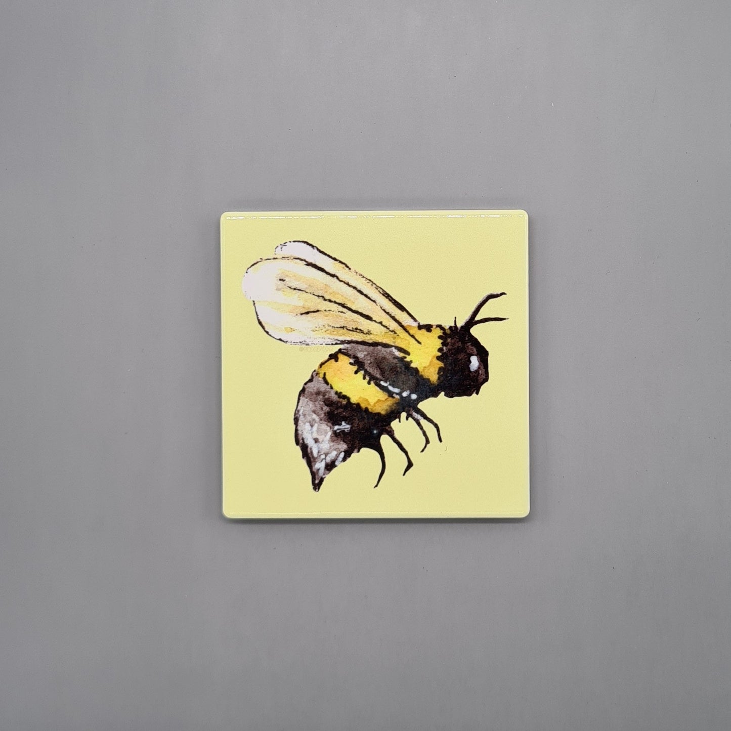 Beautiful Bee Art Ceramic Coaster featuring 'Honey' Print