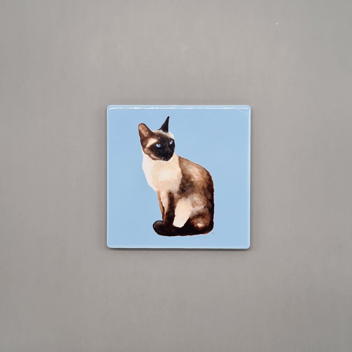 Beautiful Siamese Cat Art Ceramic Coaster featuring 'If you please' Print