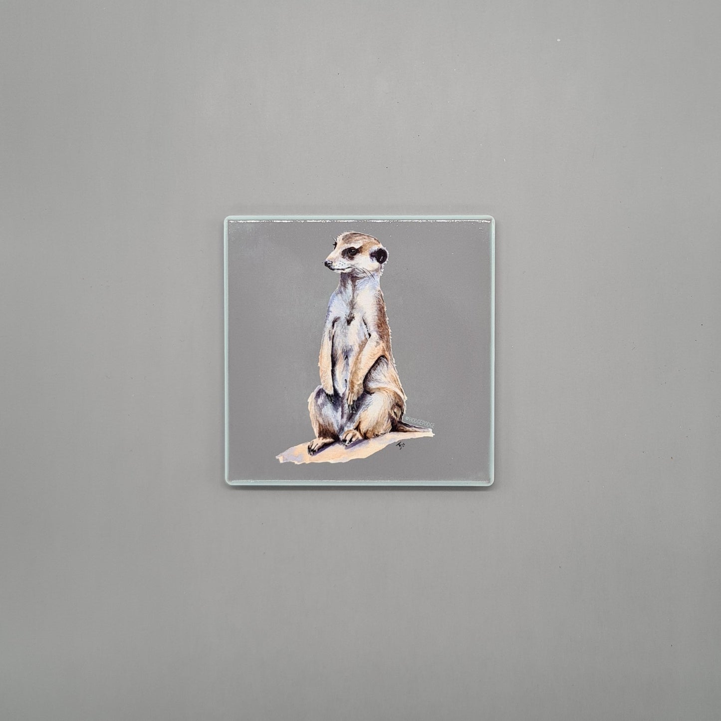 Beautiful Meerkat Art Ceramic Coaster featuring 'Ubunifu' Print