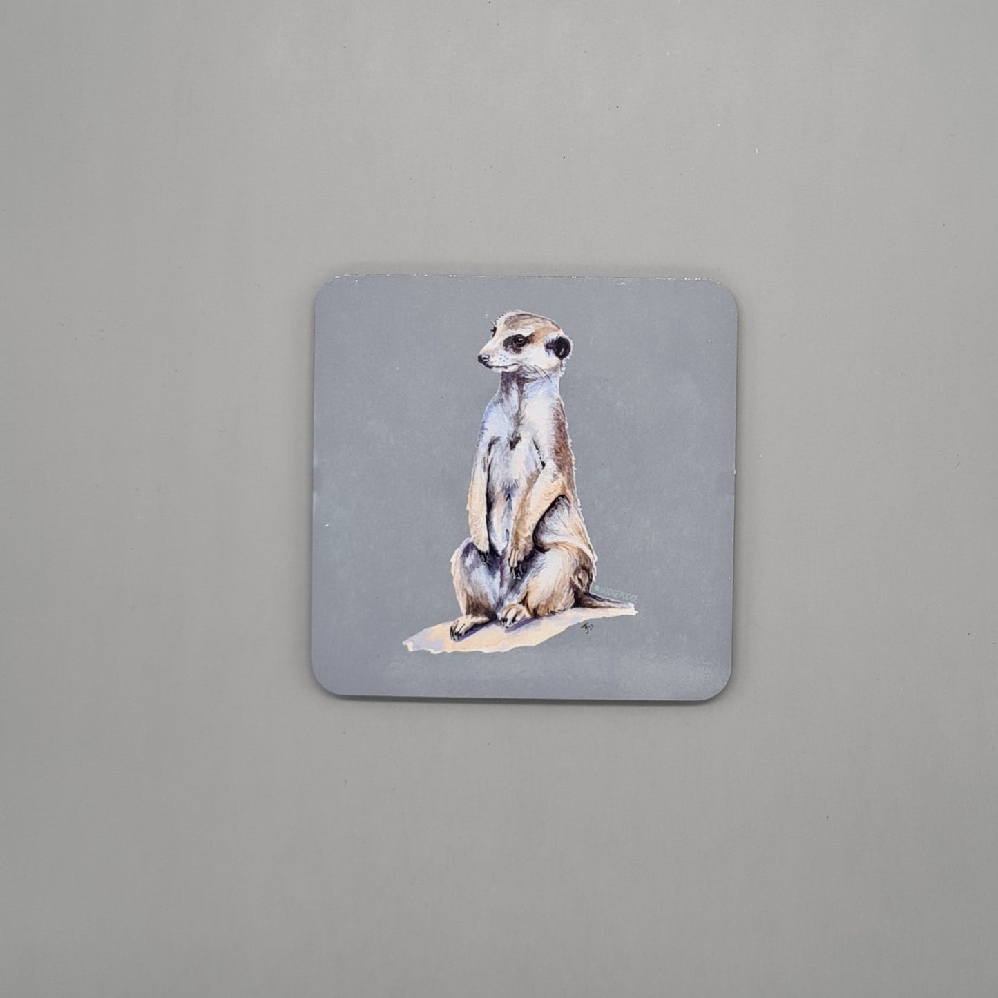 Beautiful Meerkat Art Hardwood Coaster featuring 'Ubunifu' Print