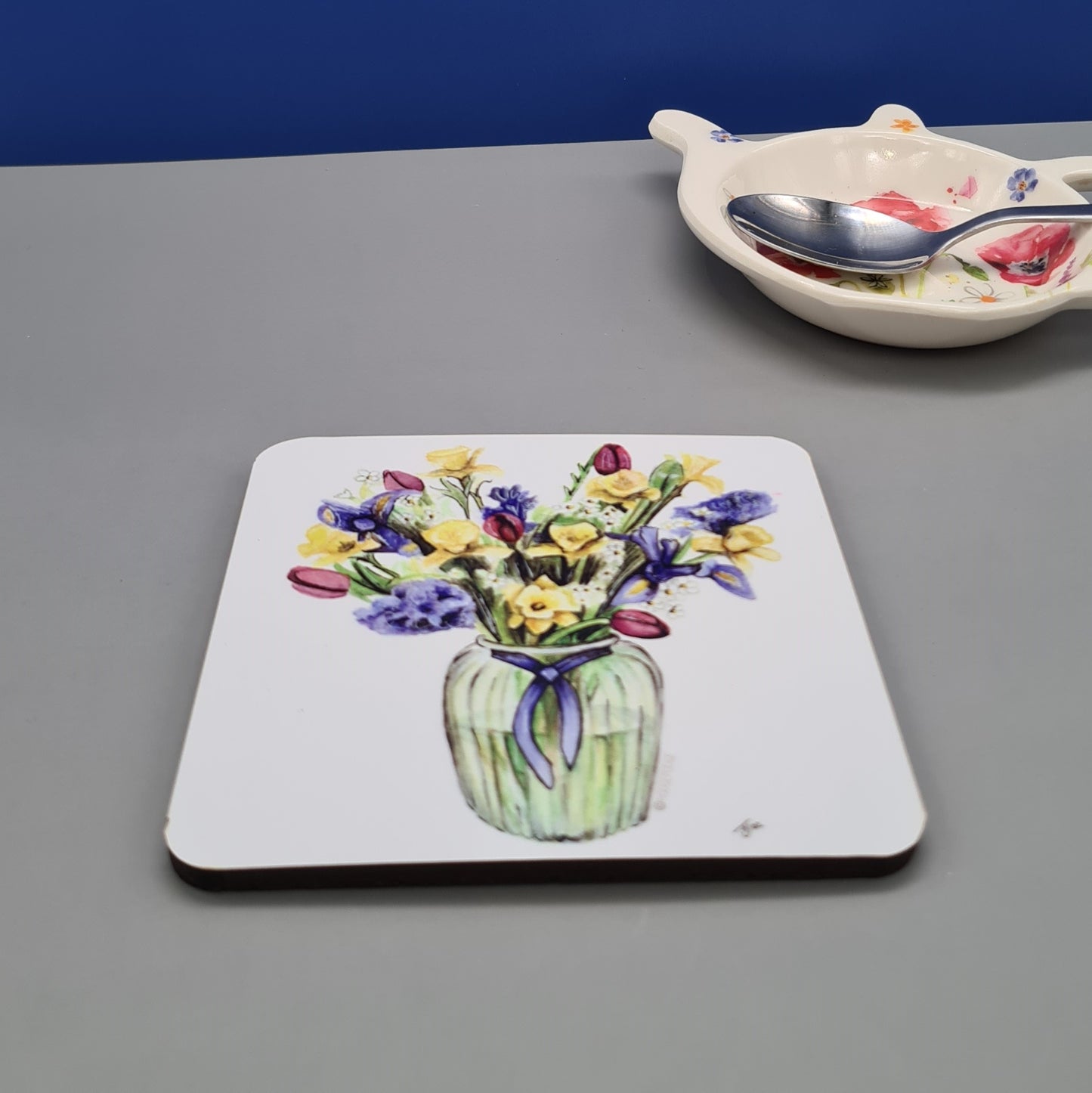 Beautiful Flowers Art Hardwood Coaster featuring 'A Bunch of Spring' Print
