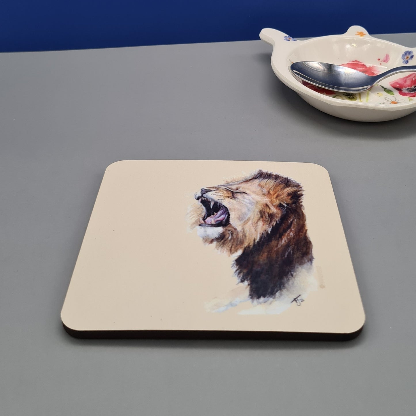 Beautiful Lion Art Hardwood Coaster featuring 'Roarsome' Print