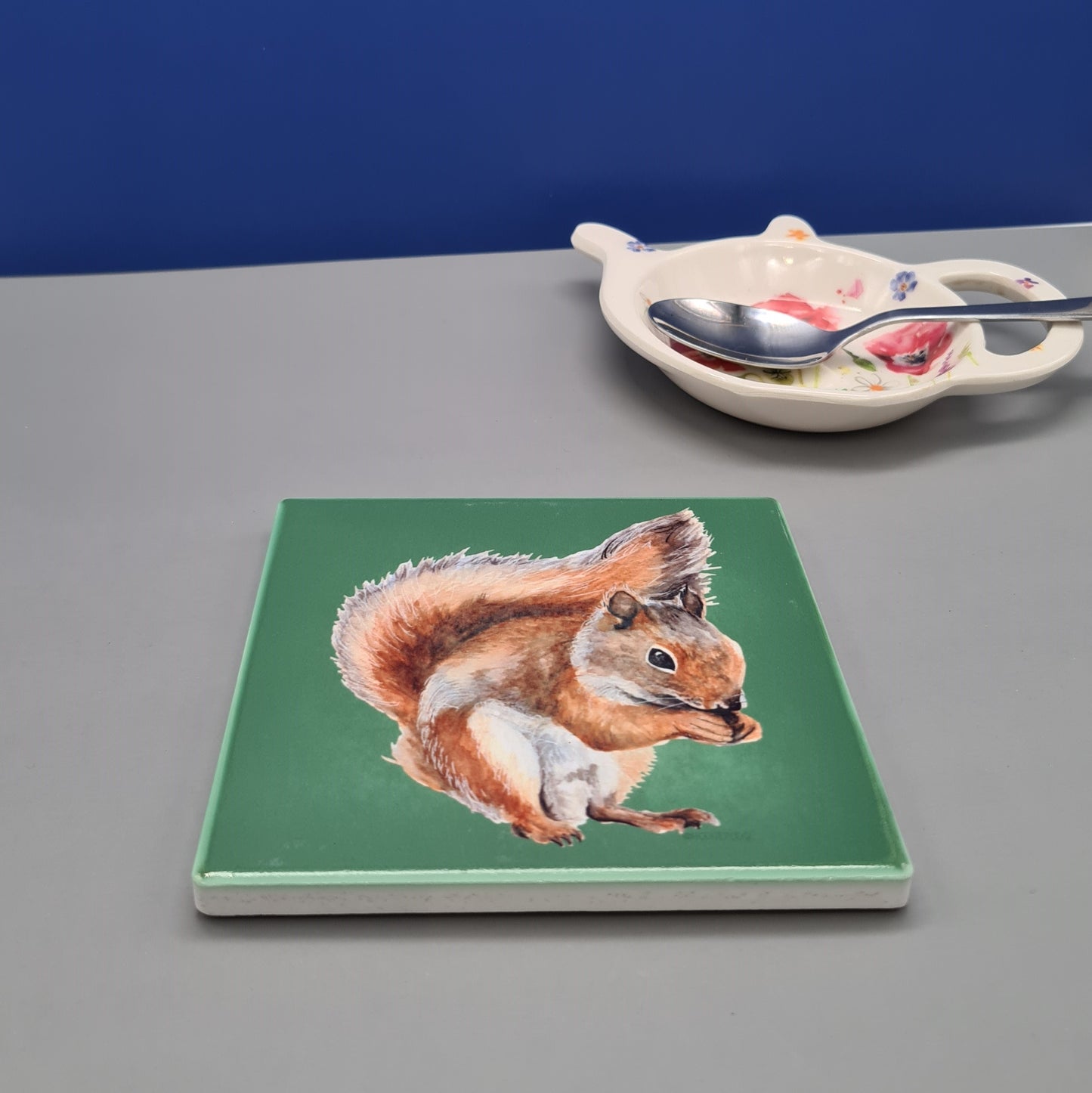 Beautiful Squirrel Art Ceramic Coaster featuring 'Nutkin' Print