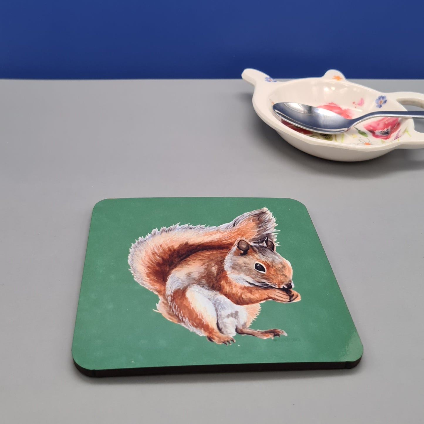 Beautiful Squirrel Art Hardwood Coaster featuring 'Nutkin' Print