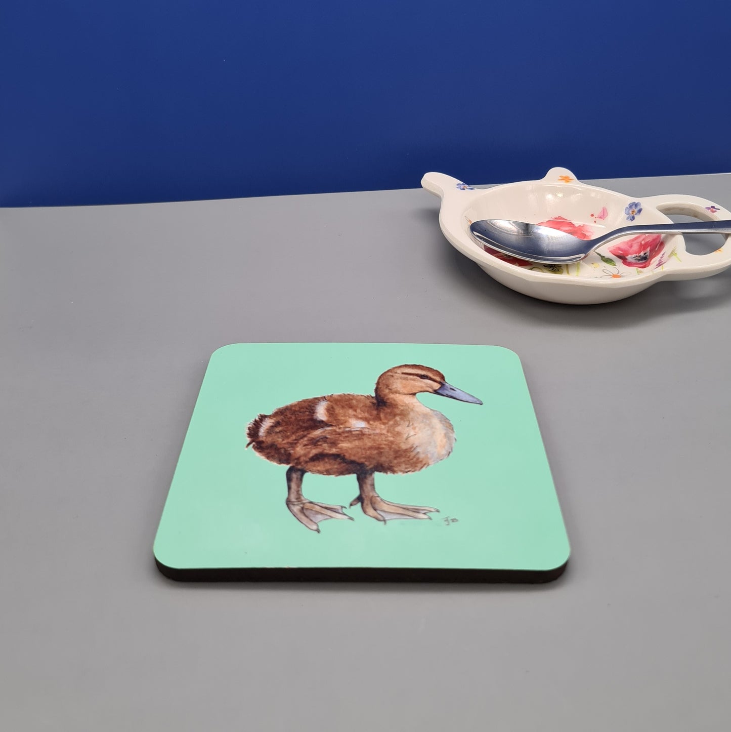 Beautiful Mallard Duckling Art Hardwood Coaster featuring 'Lady' Print