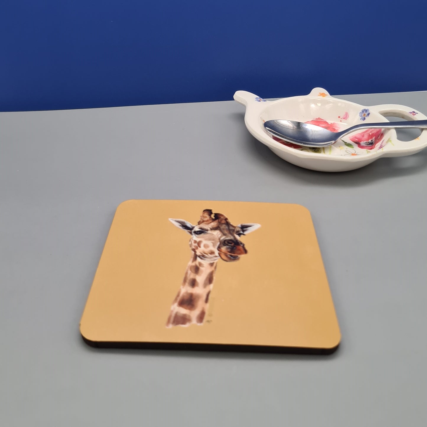 Beautiful Giraffe Art Hardwood Coaster featuring 'Stand Tall' Print