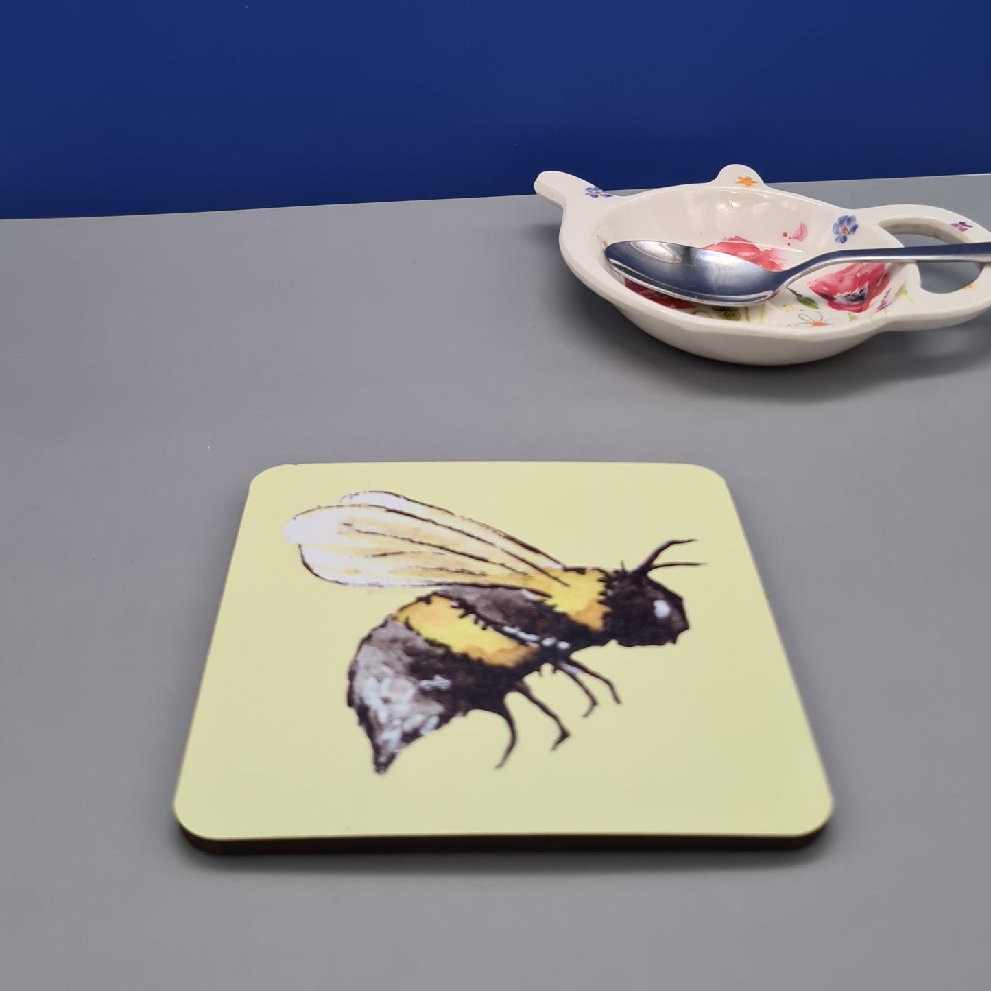 Beautiful Bee Art Hardwood Coaster featuring 'Honey' Print