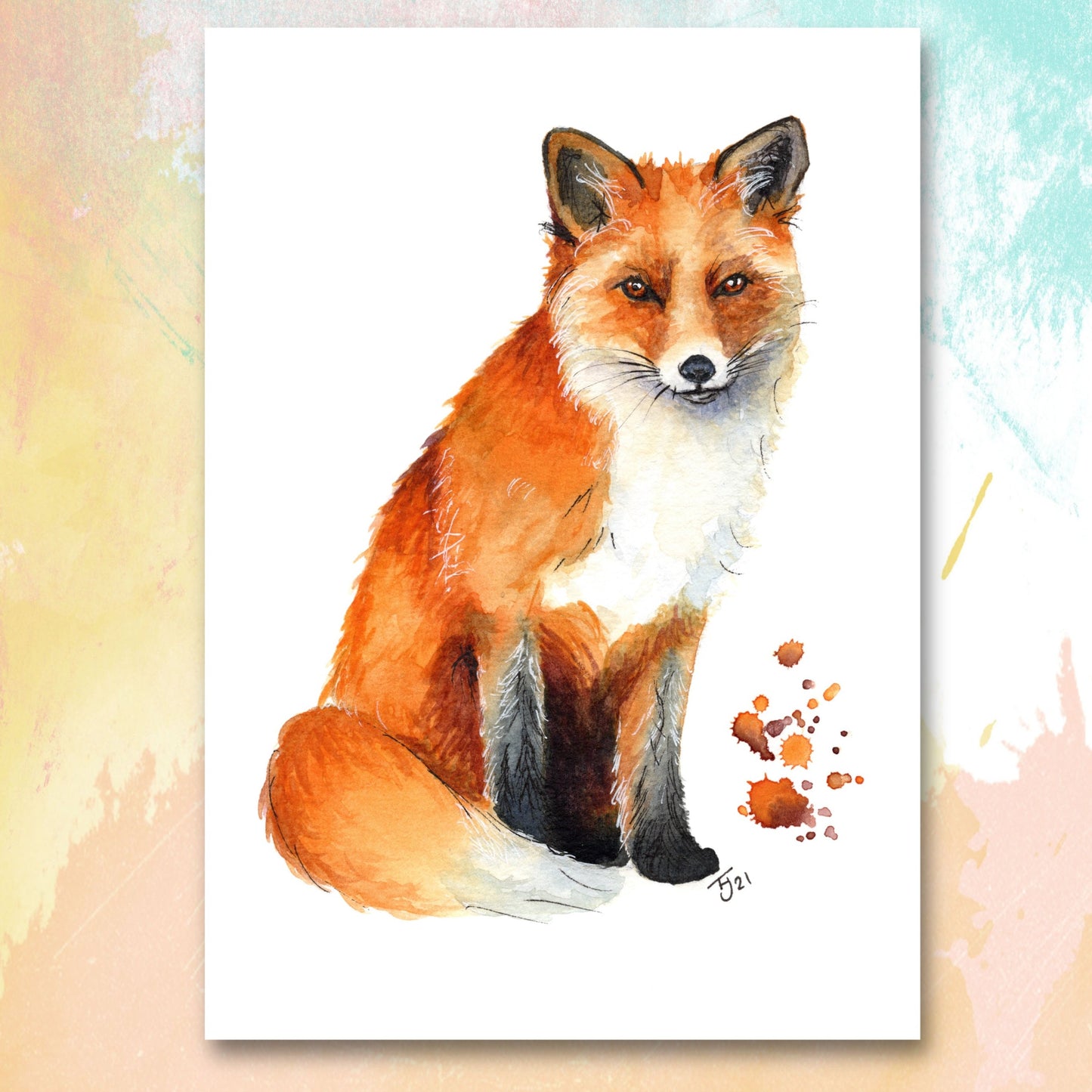 "Mama Fox" Watercolour Print