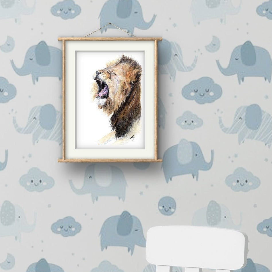 "Roarsome" lion Watercolour Print