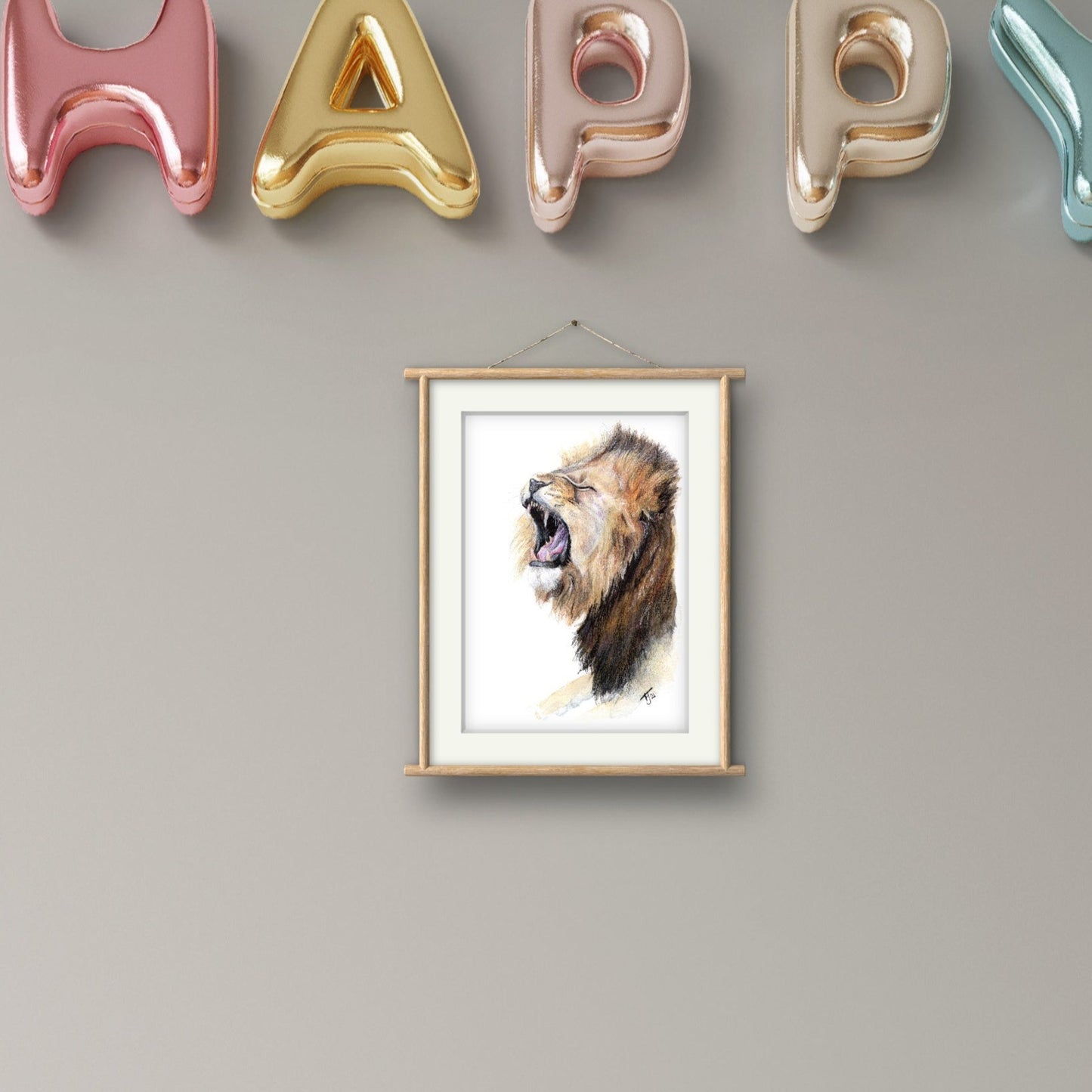 "Roarsome" lion Watercolour Print