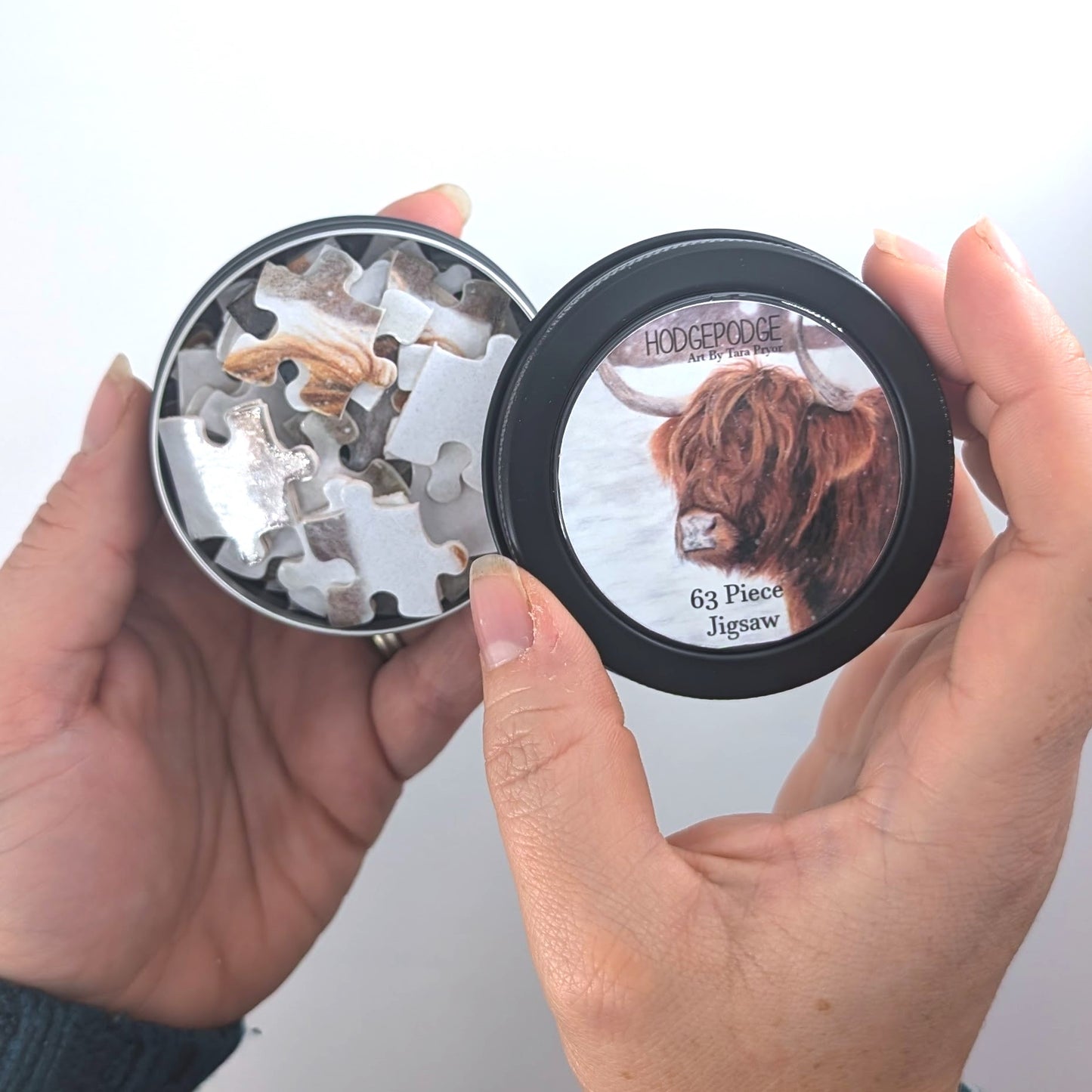 63 piece Highland Cow Jigsaw in a tin