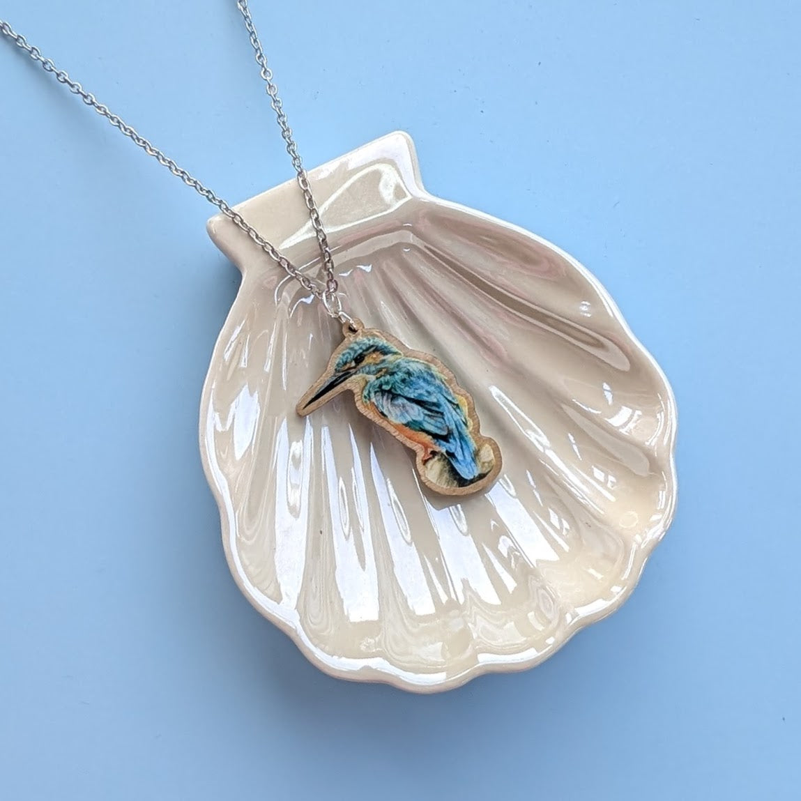 Kingfisher Silver Plated Laser Cut Necklace