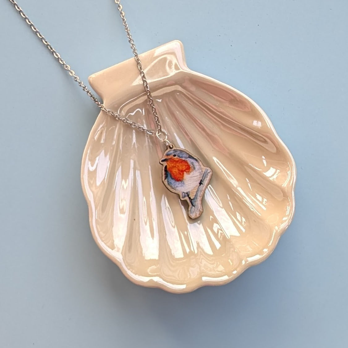 British Robin Silver Plated Laser Cut Necklace