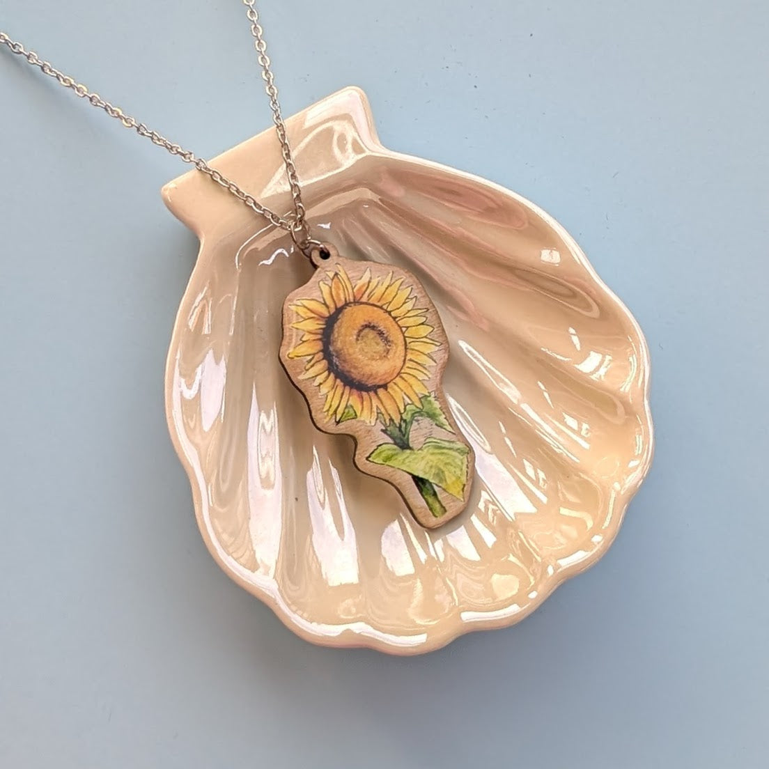 Sunflower Silver Plated Laser Cut Necklace