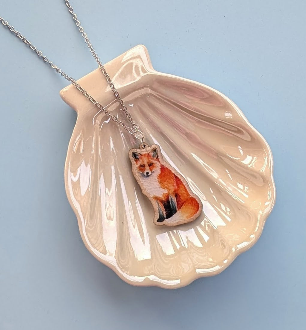Fox Silver Plated Laser Cut Necklace