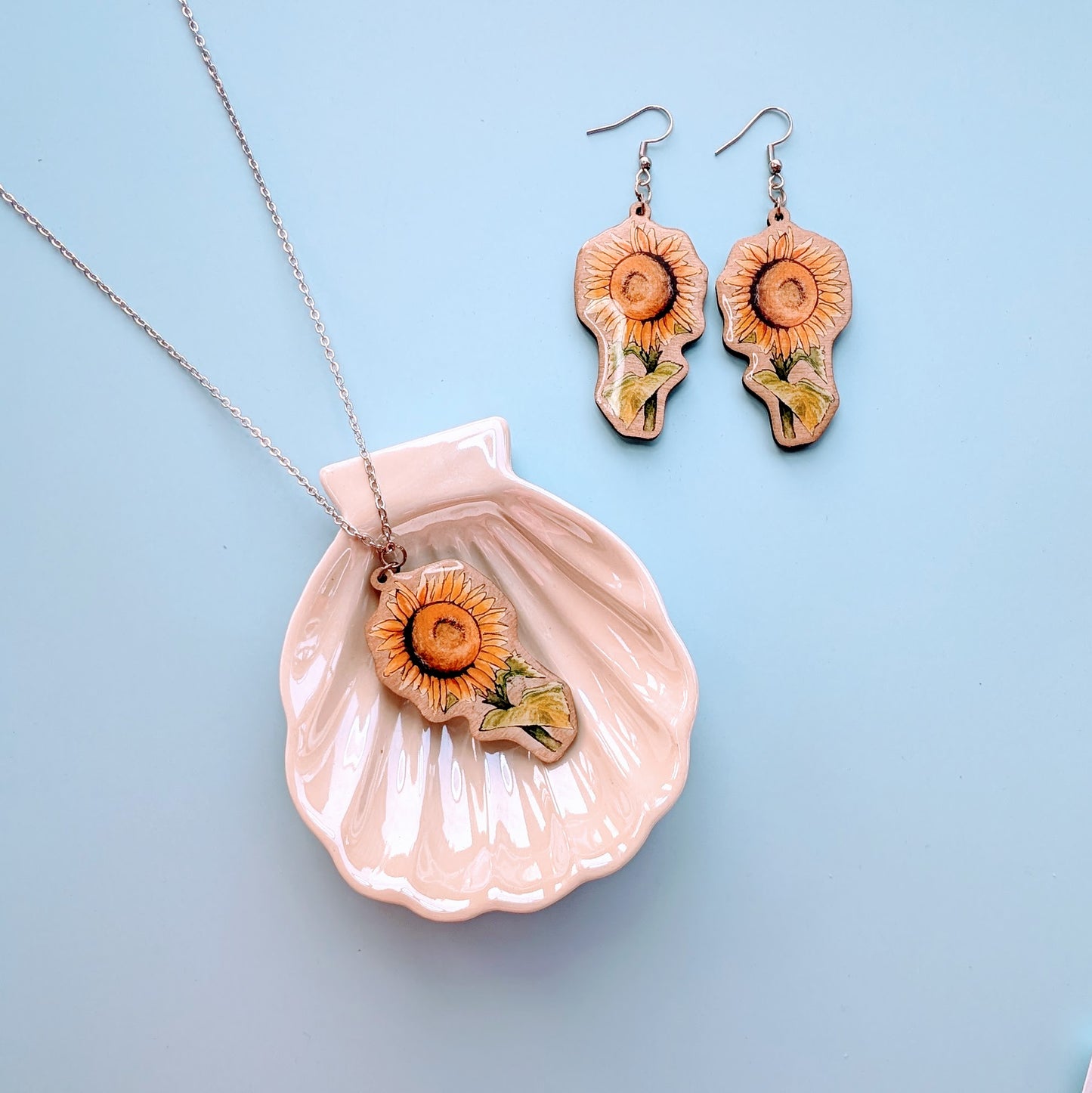 Sunflower Silver Plated Laser Cut Necklace