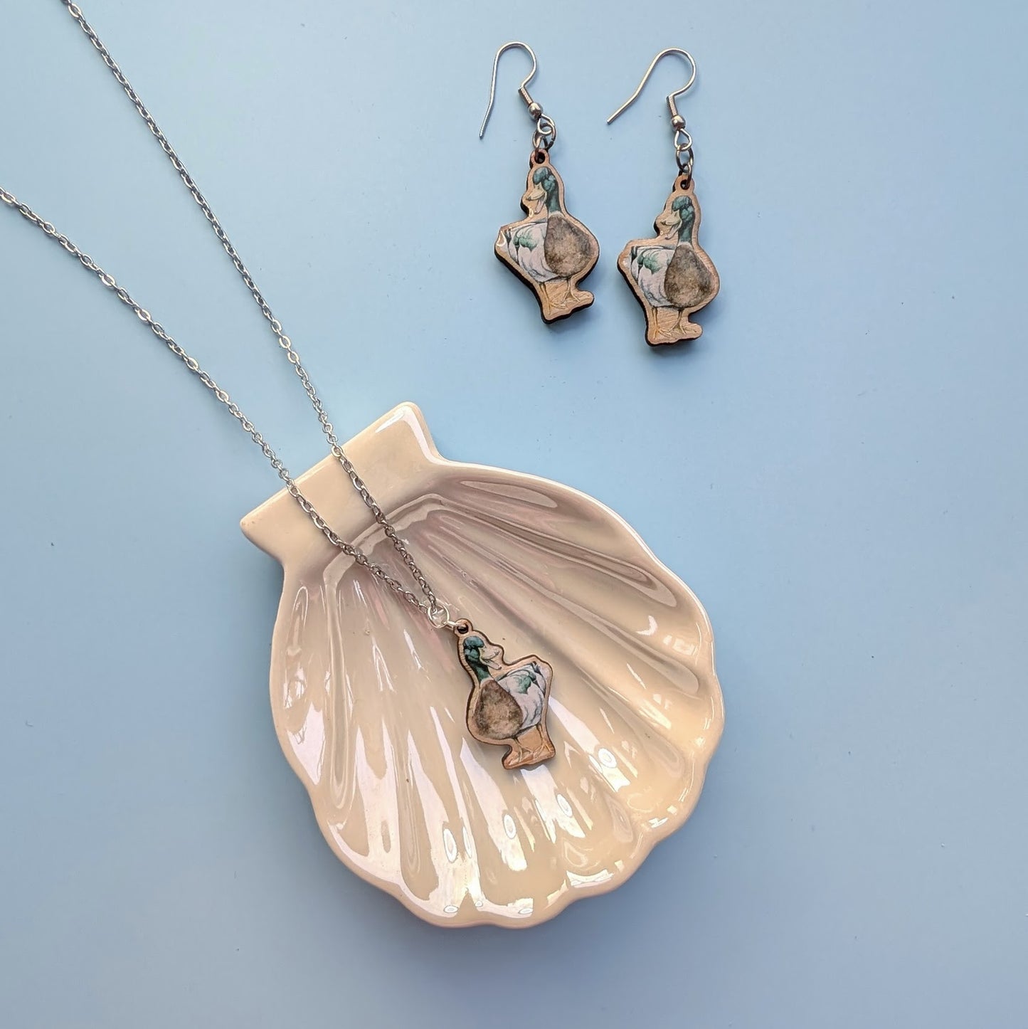 Mallard Duck Silver Plated Laser Cut Necklace