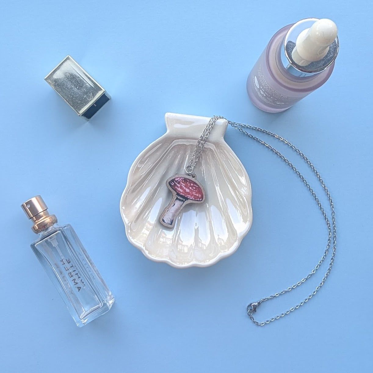 Mushroom Silver Plated Laser Cut Necklace
