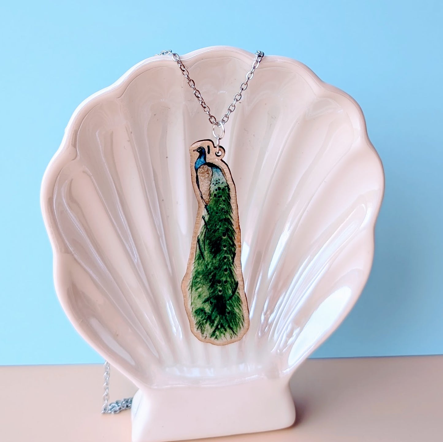 Peacock Silver Plated Laser Cut Necklace