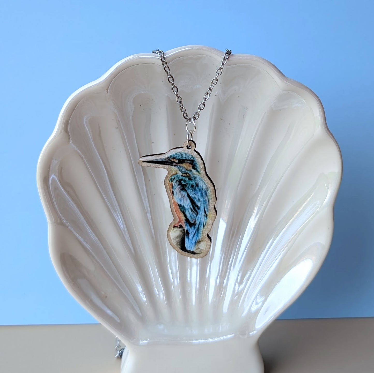 Kingfisher Silver Plated Laser Cut Necklace