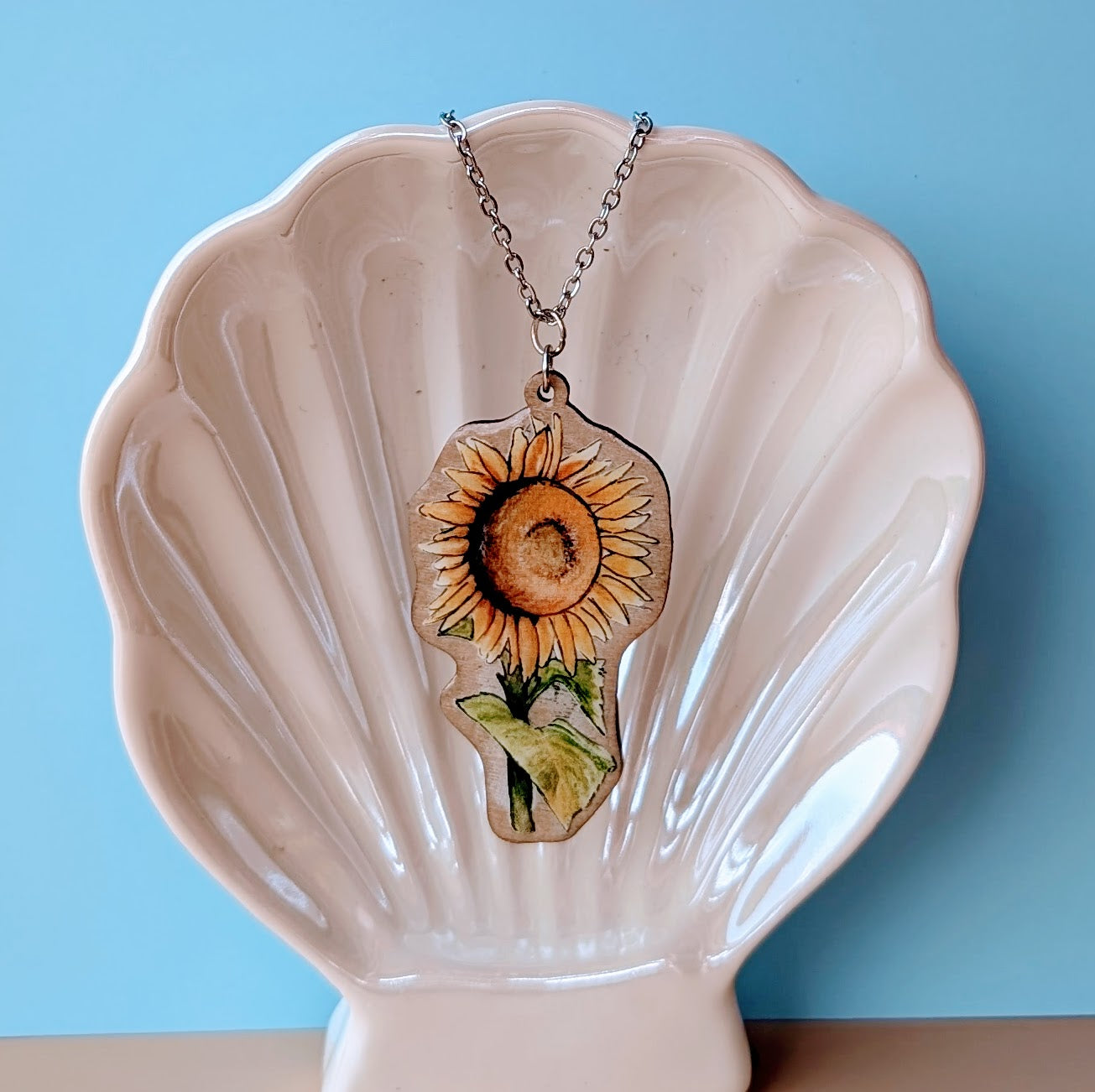 Sunflower Silver Plated Laser Cut Necklace