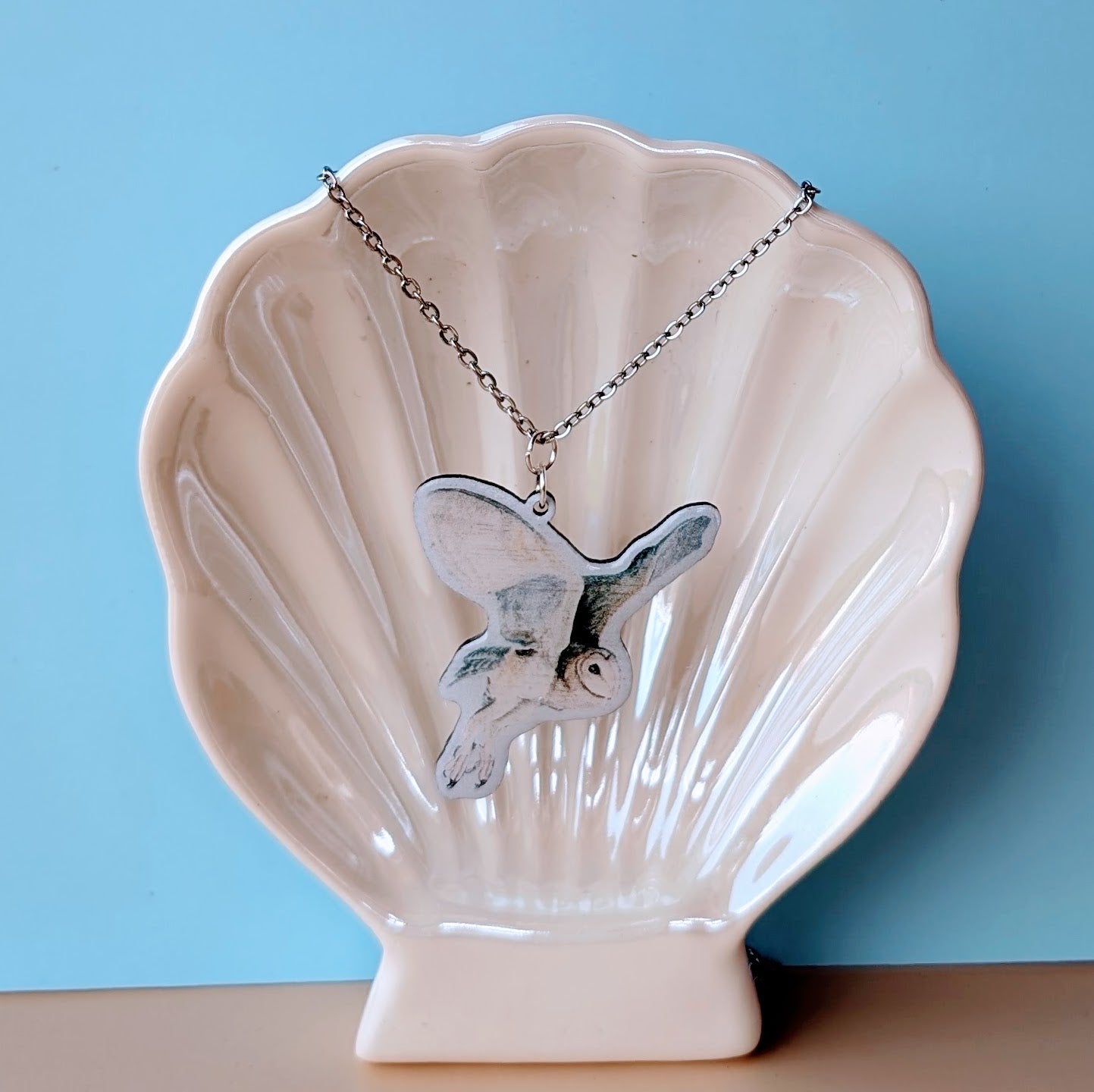 Barn Owl Silver Plated Laser Cut Necklace