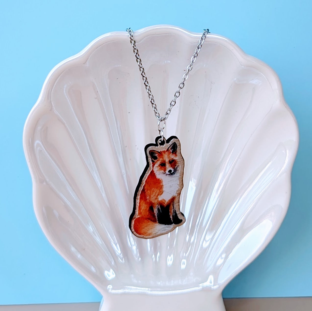 Fox Silver Plated Laser Cut Necklace