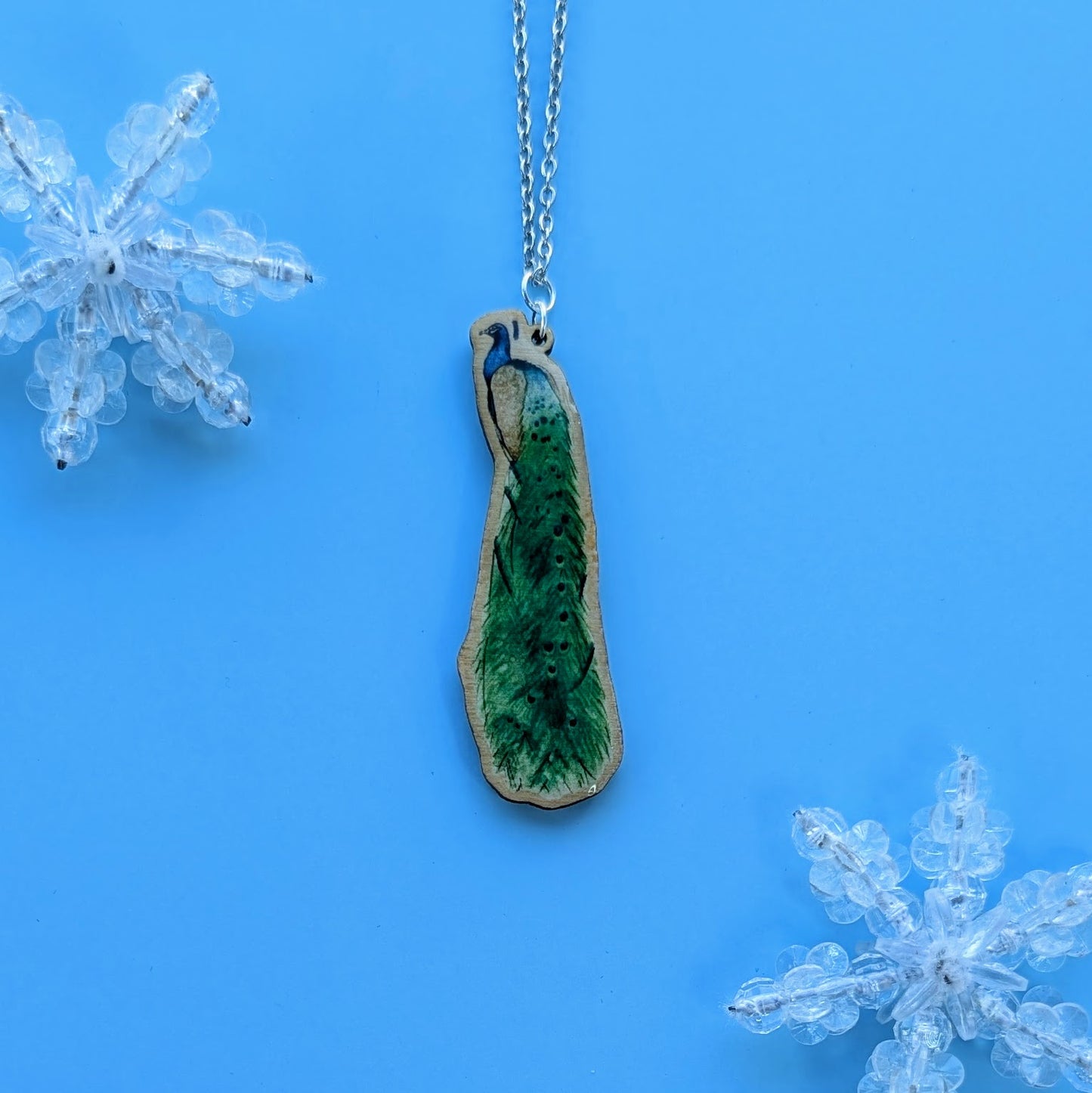 Peacock Silver Plated Laser Cut Necklace