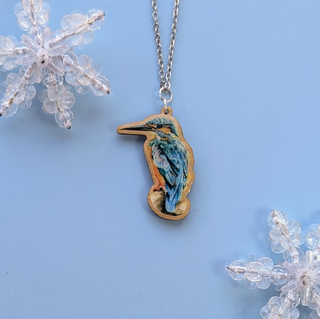 Kingfisher Silver Plated Laser Cut Necklace
