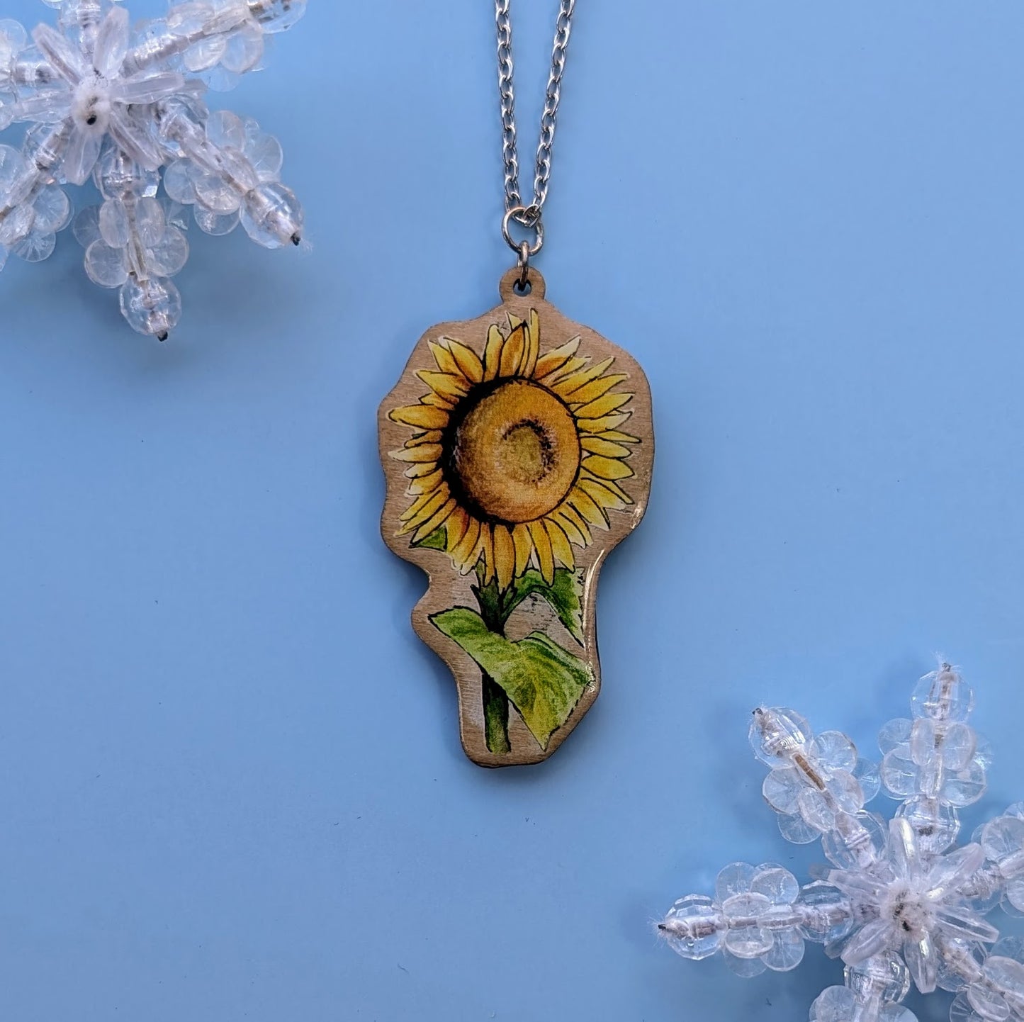 Sunflower Silver Plated Laser Cut Necklace
