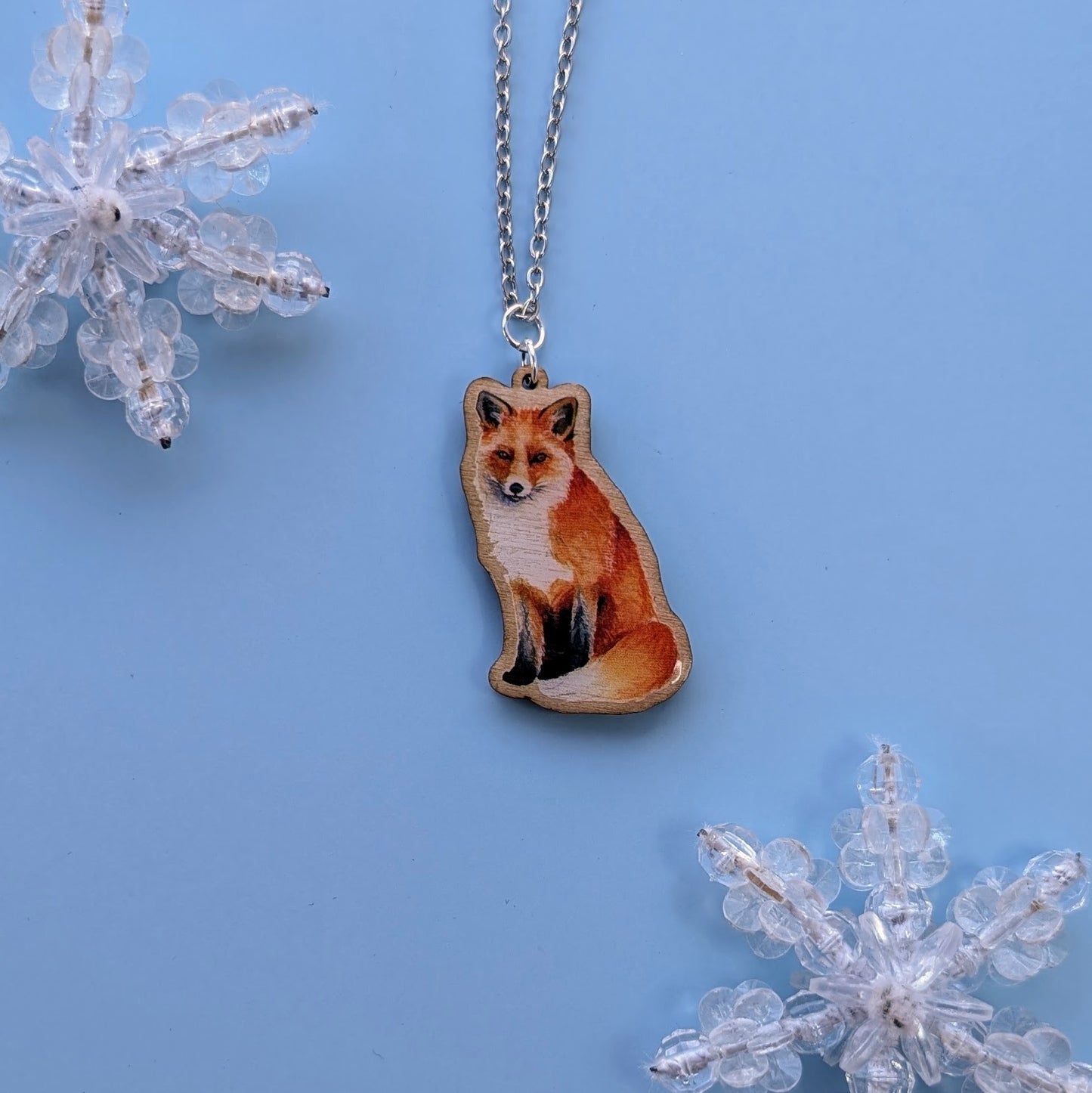 Fox Silver Plated Laser Cut Necklace