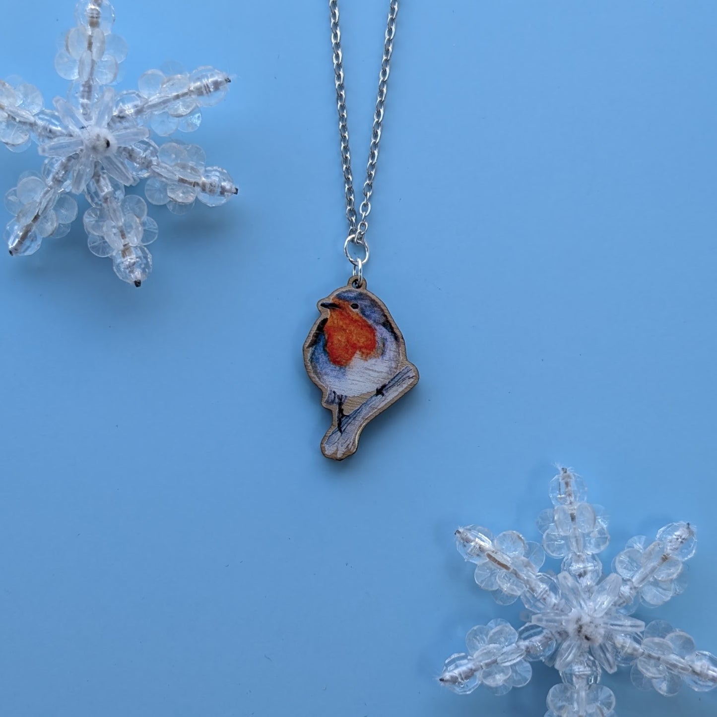 British Robin Silver Plated Laser Cut Necklace