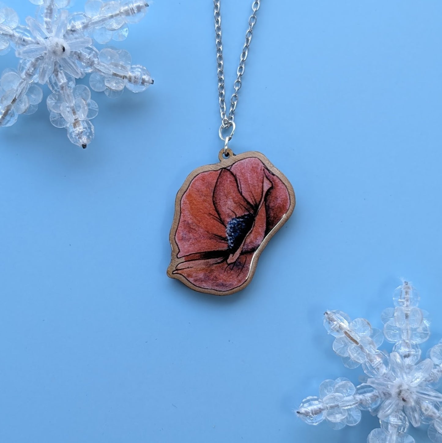 Poppy Silver Plated Laser Cut Necklace