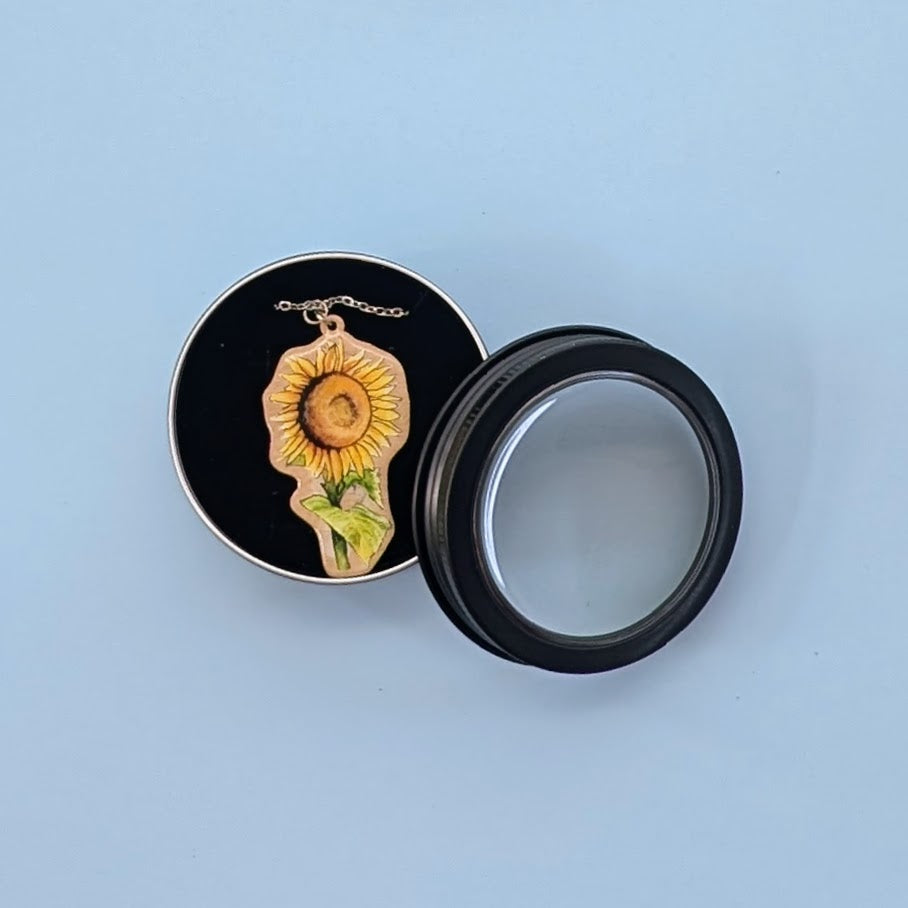 Sunflower Silver Plated Laser Cut Necklace