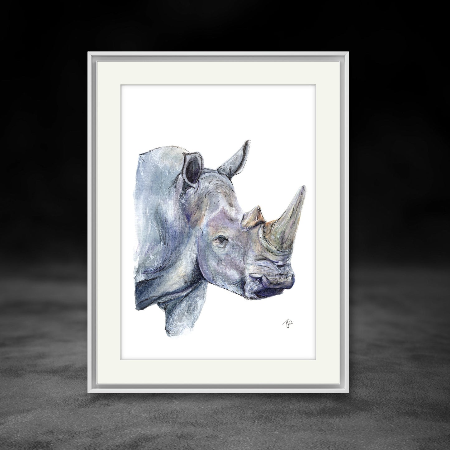 "Yenye Nguvu" Rhino Watercolour Print