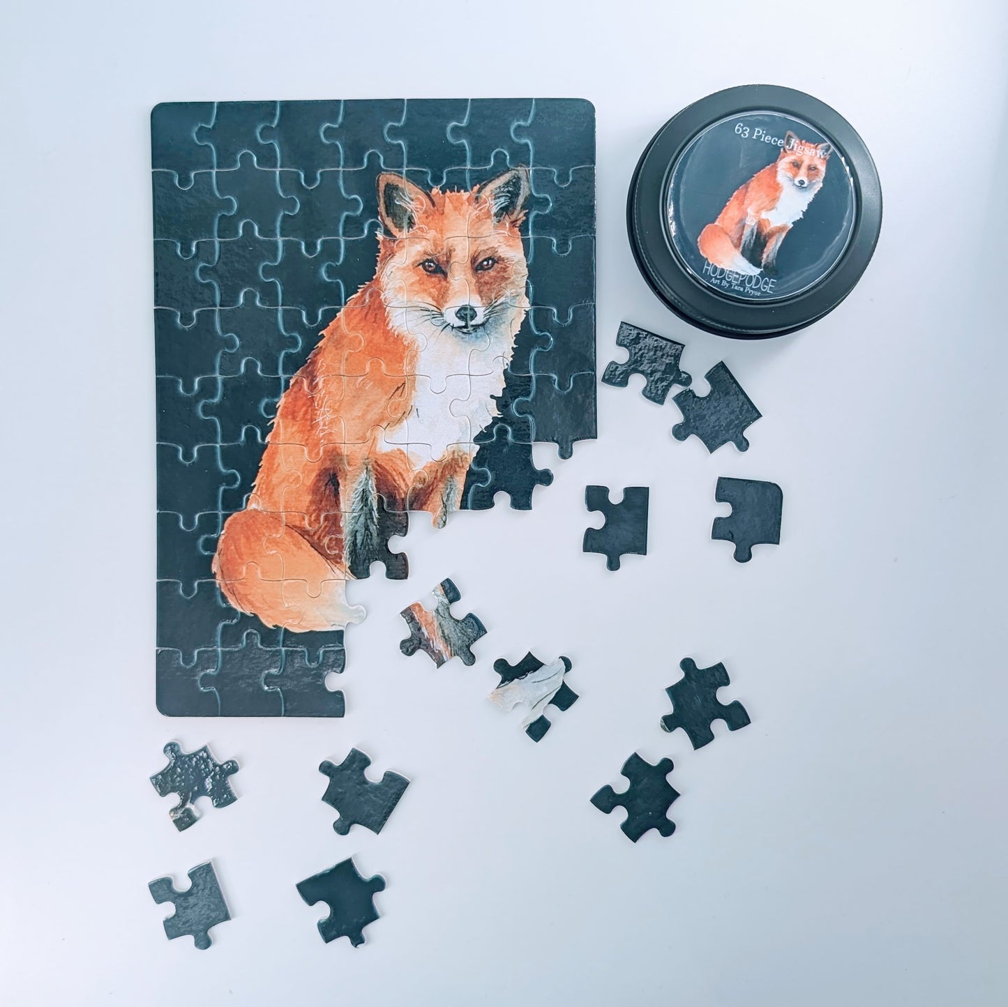 63 piece Fox Jigsaw in a tin
