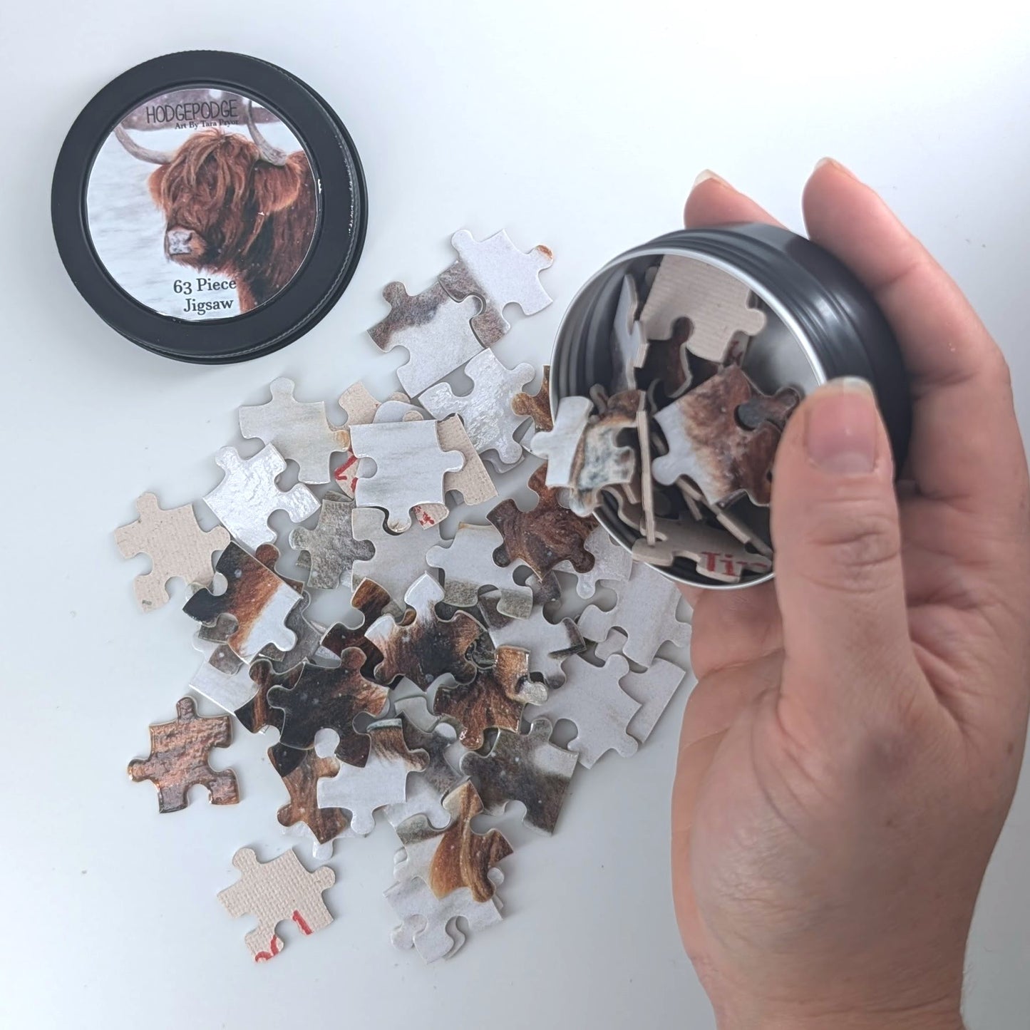 63 piece Highland Cow Jigsaw in a tin