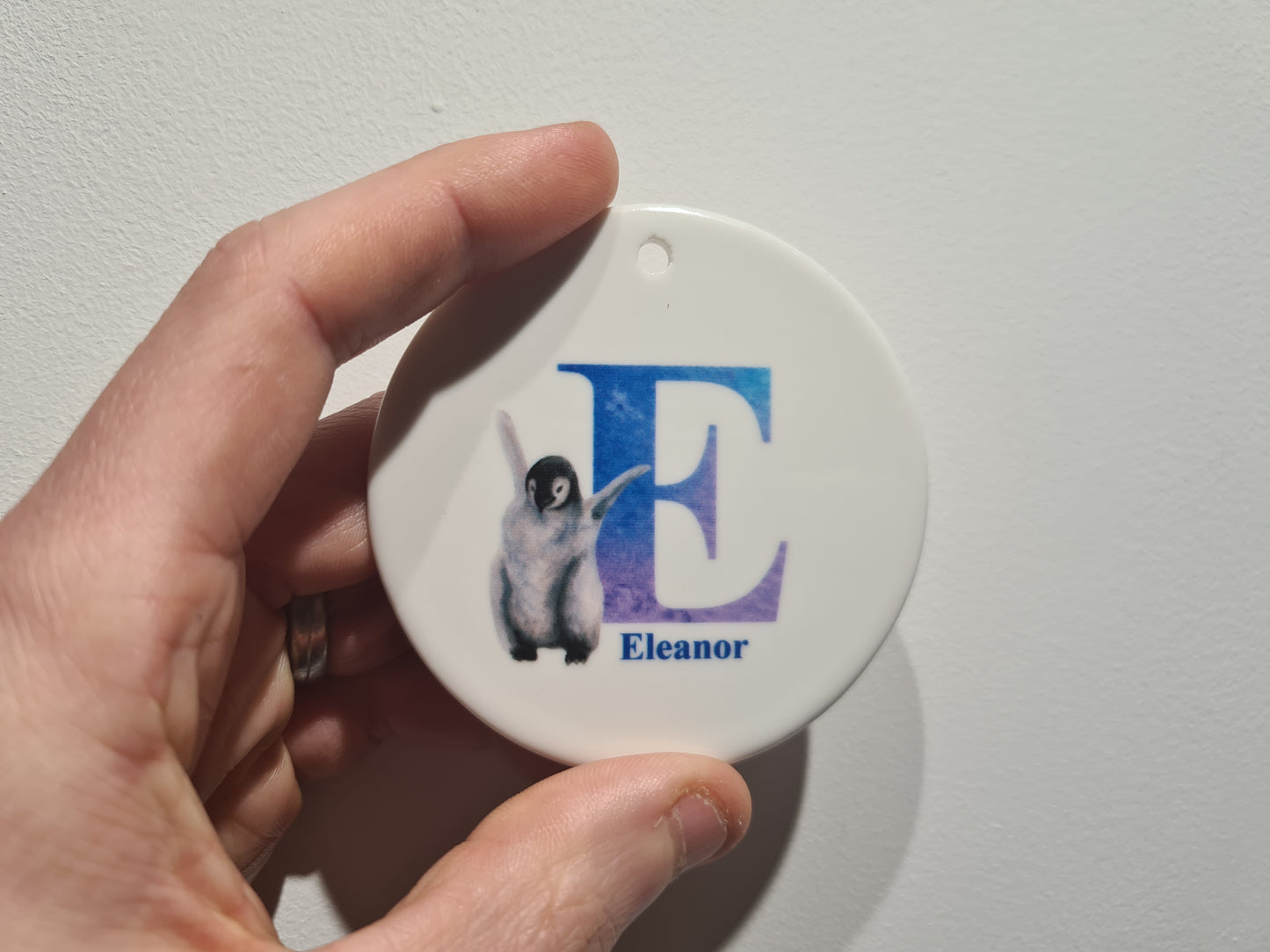 Penguin Initial Ceramic Bauble