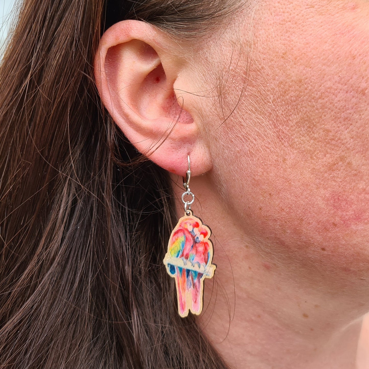''Lovesick Parrots'' Macaw Earrings