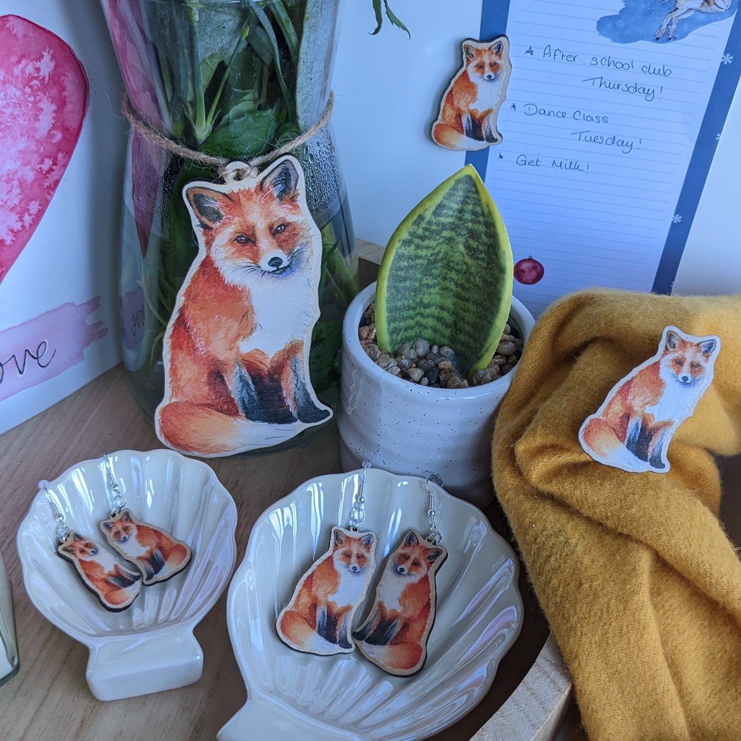 "Mama Fox" Hanging Decoration, Plant Buddy, Twig Tree Decoration