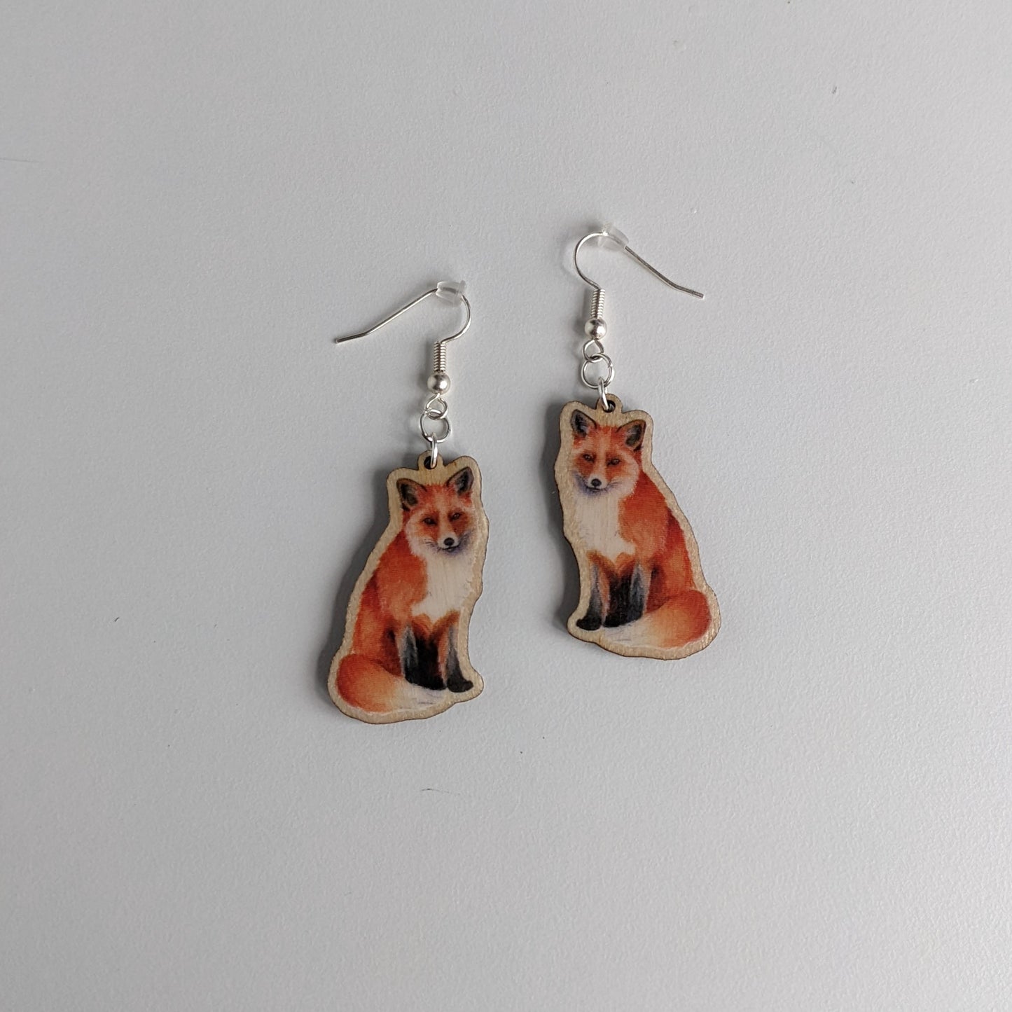 "Mama Fox" Silver Plated Laser Cut Earrings