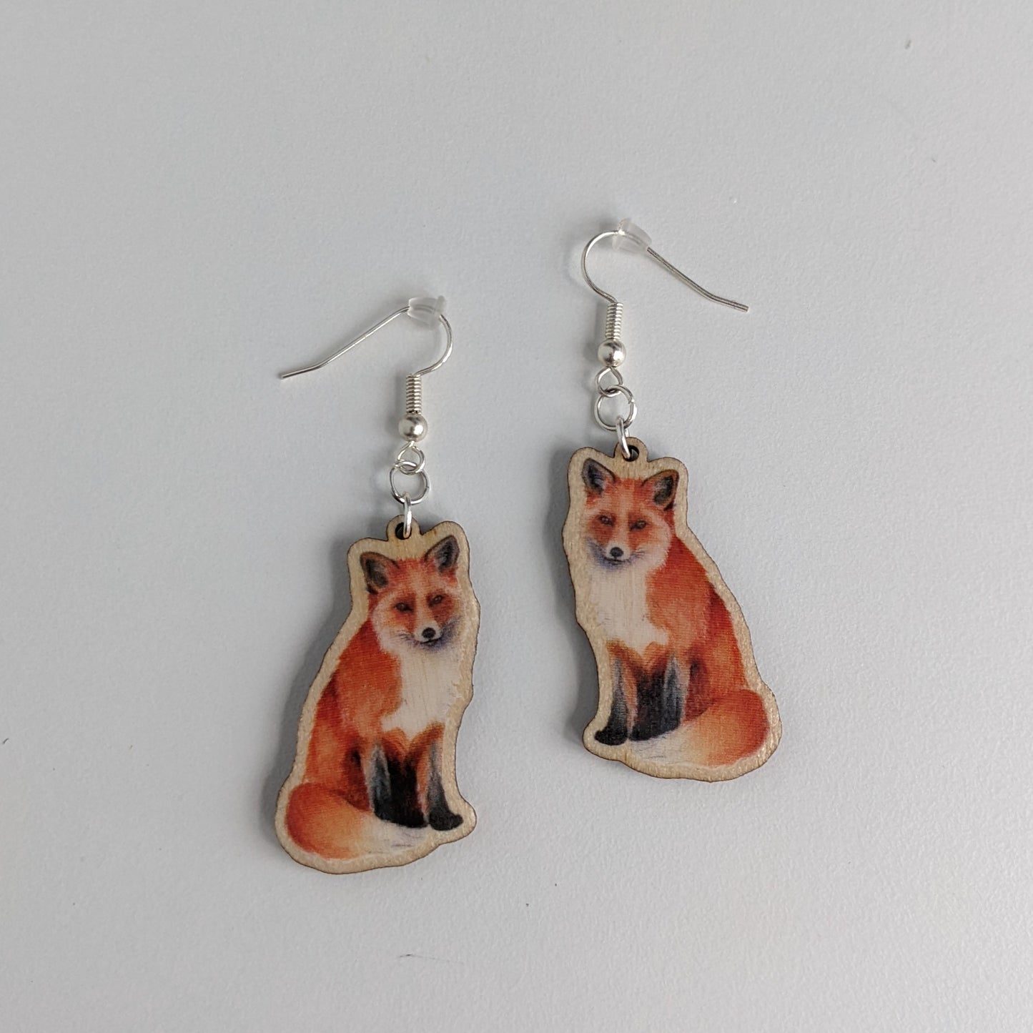 "Mama Fox" Silver Plated Laser Cut Earrings