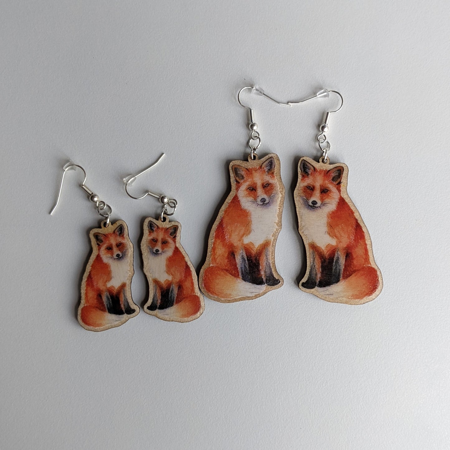 "Mama Fox" Silver Plated Laser Cut Earrings