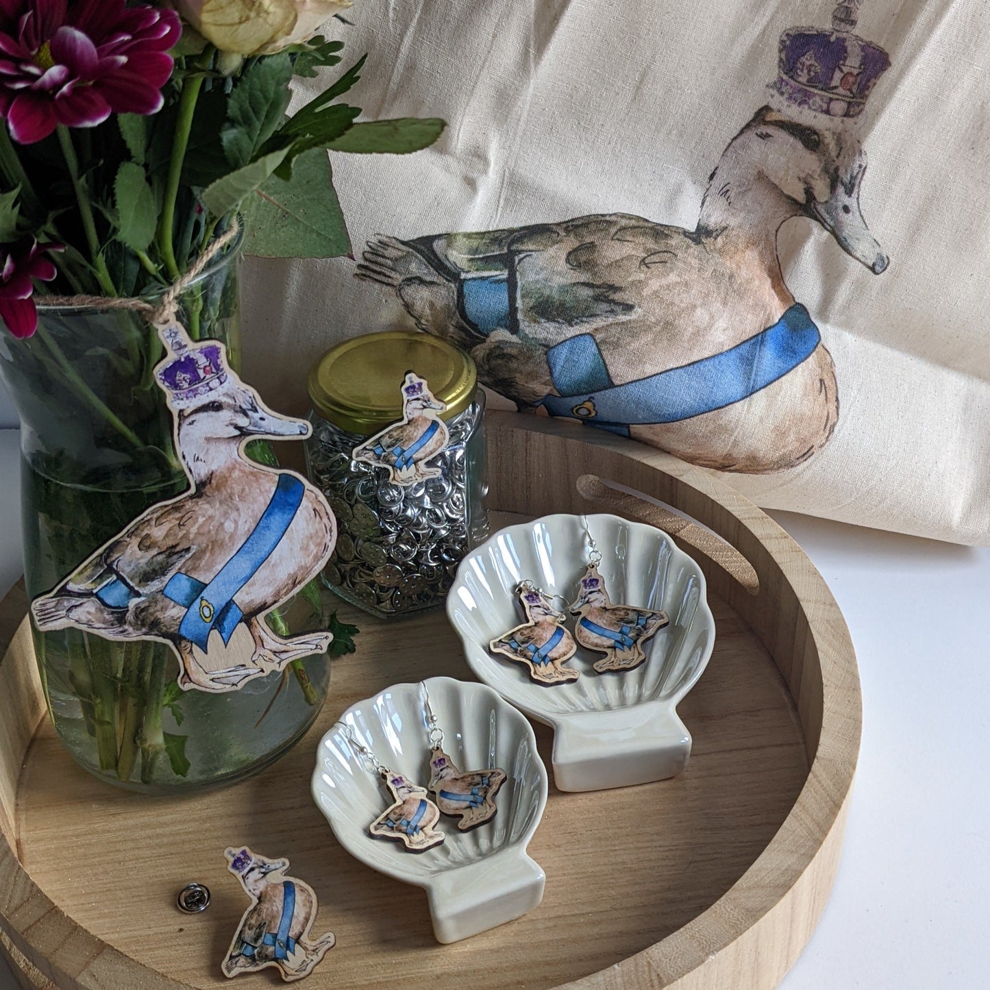 "Jubilee Queenie" Female Mallard Duck Wooden Fridge Magnet