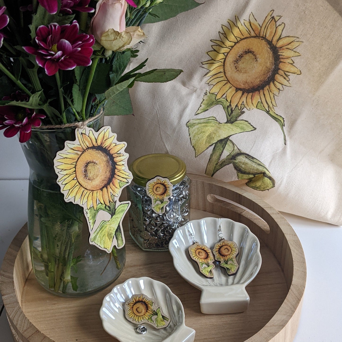 "Solidarity" Sunflower Wooden Fridge Magnet