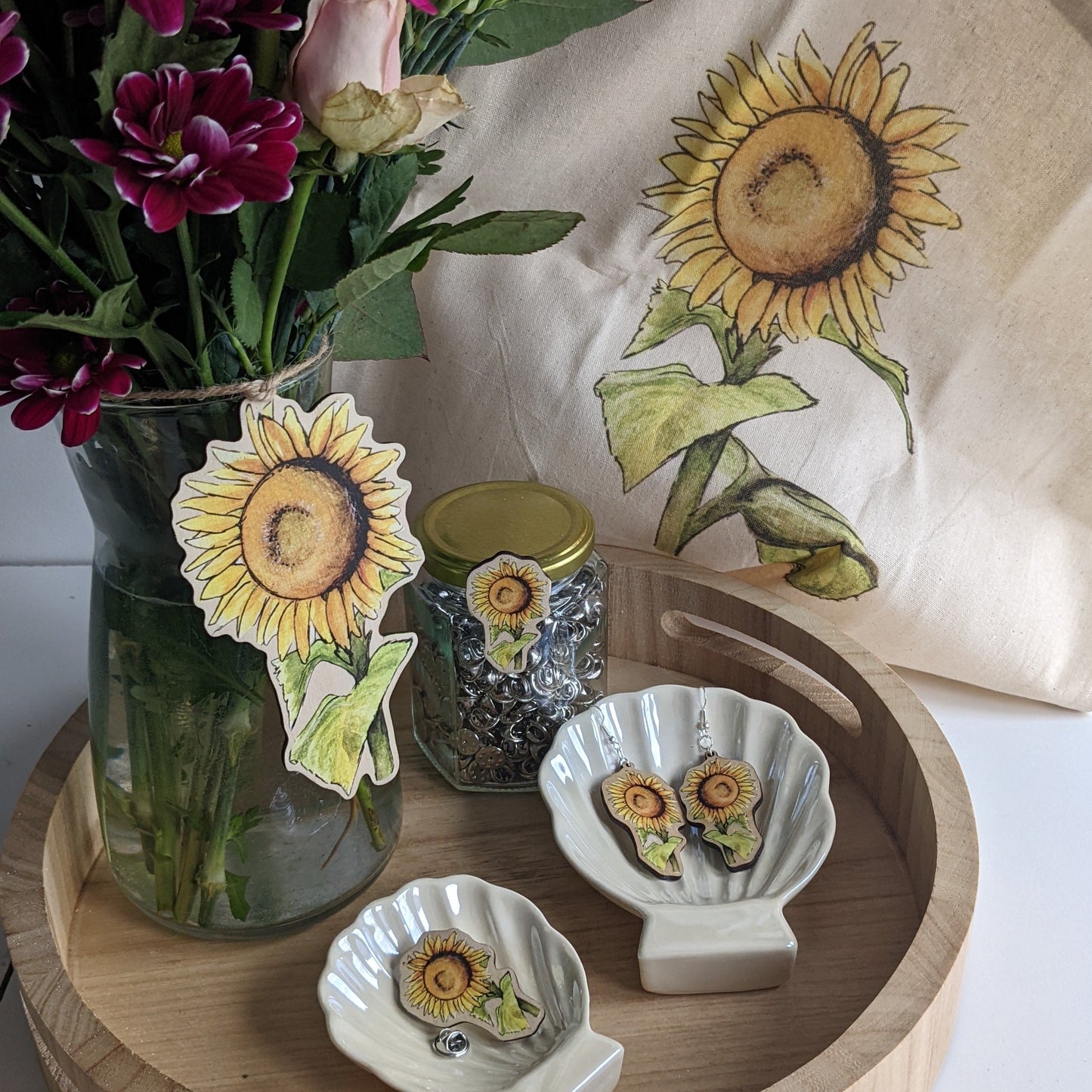 "Solidarity" Sunflower Silver Plated Laser Cut Earrings