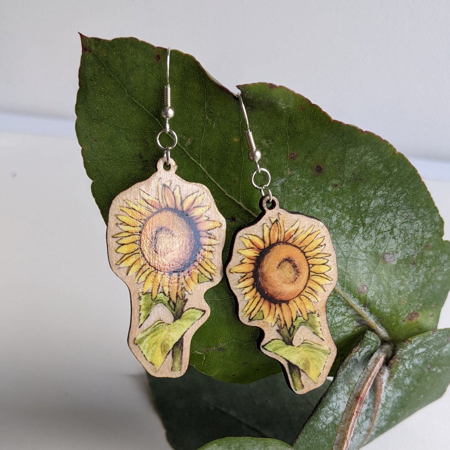 "Solidarity" Sunflower Silver Plated Laser Cut Earrings